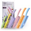 Hecef 6 Piece Kitchen Knife Set, Colorful Coated Stainless Steel Knives with Blade Guards