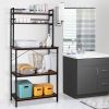 5-Tier Kitchen Bakers Rack with 10 S-Shaped Hooks, Industrial Microwave Oven Stand