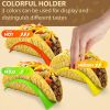 6pcs Taco Holder Stand; Non-Toxic; BPA Free; Dishwasher & Microwave Safe; Hard Plastic Taco Shell Rack; Party Serving Tray Set For Tortillas Burritos;
