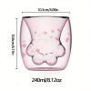 1pc Cat Claw Glass Cup; Creative Insulated Glass Double Layer Coffee Cup High Borosilicate Tea Cup Household Cute Transparent Cat Paw Glass Water Cup