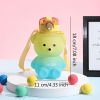1pc Bear Cute Water Cup; Summer Plastic Cup; Portable Straw Cup; Large-capacity Water Bottle With Strap